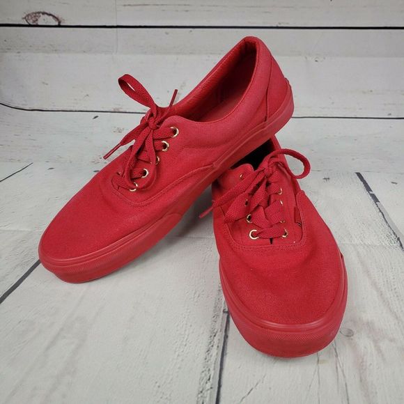solid red high top vans